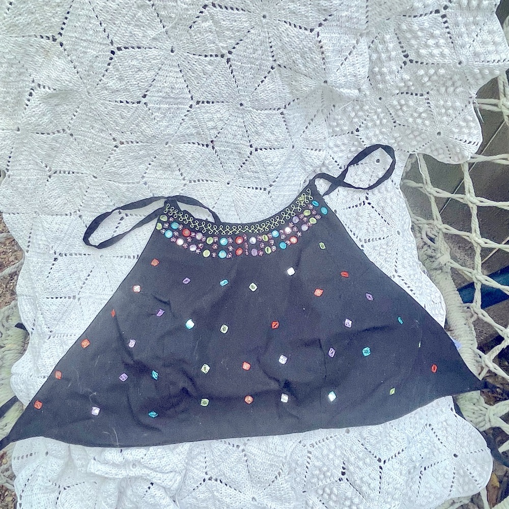 Black Mirrored Crop Top
